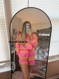 (RTS) Orange and pink stripe set